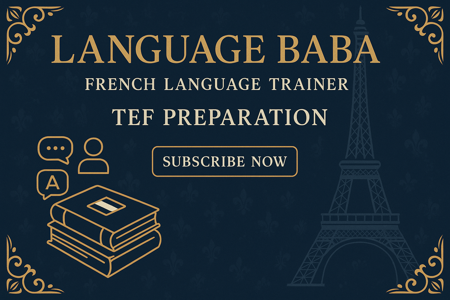 generate the image ofr my shopify store regarding the language baba french language trainer, so people can buy my subscription(for TEF use my logo)